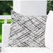 KAVKA DESIGNS Watercolor Criss Cross Outdoor Square Cotton Pillow Cover & Insert Polyester/Polyfill/Cotton in White/Black | 16" x 16" | Wayfair