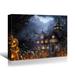 The Holiday Aisle® Framed Canvas Wall Art Decor Painting For Halloween, Haunted Grave Yard Painting For Halloween Gift | Wayfair