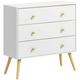 Homcom Chest Of Drawers 3-Drawer Storage Organiser Unit With Wood Legs For Bedroom Living Room White