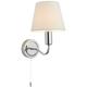 Conway Classic Wall Lamp Chrome with Ivory Tapered Shade & Pull Cord Switch, IP44 - Endon