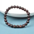 Bracelet grenat rouge foncé naturel pour hommes et femmes perles rondes en pierre de grenade