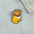 Cowboy Cats Enamel Pin Custom Funny Animal Hat Brooches Shirt Lapel Bag Cute Badge Cartoon Kitten