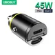 Ubigbuy Dual Ports PD Car Charger Smallest USB Type C Car Phone Adapter 45W 30W 20W Fast Charging