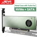 JEYI SK9 M.2 Dual PCIE 4.0 Adapter for NVMe / NGFF SSD With Turbo Fan NVME (m Key) and SATA (b Key)