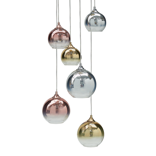 Hängelampe Halbdurchsichtig Messing Kupfer Silber Glasschirme Eisen 6 Leuchte Modernes Design Wohnaccessoires Wohnzimmer