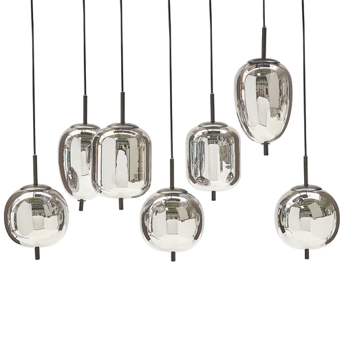 Hängelampe Halbtransparent Rauchglas Silber Glasschirme Eisen 7 Leuchte Modernes Design Wohnaccessoires Wohnzimmer