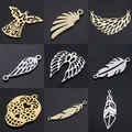 5pcs/lot Angel Wing DIY Charms Wholesale 316 Stainless Steel Feather Connectors Charm Angels Hamsa