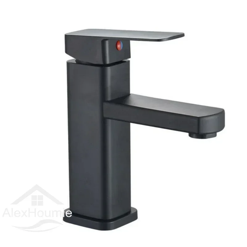 Robinet d'eau de salle de bains, robinet de salle de bains monté sur le pont, monotrou, mélangeur d'eau chaude et froide à poignée unique