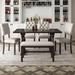 6-Pcs Kitchen Table Set Wood Dining Table with 4 Tufted Chairs & Bench, Espresso