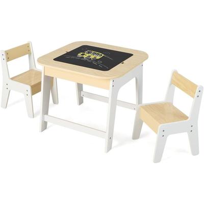 GOPLUS 3tlg. Kindersitzgruppe, Kindertisch mit 2 Stühlen, Kindermöbel Set mit Abnehmbarer Image
