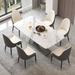 Slate Dining Table Faux Marble Table with Z shape Stainless Steel Pedestal