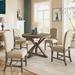 5 Piece Dining Table Set with Extendable Table & 4 Upholstered Chairs, Natural Wood Wash
