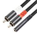 3.5mm Female to 2RCA Male Stereo Audio Adapter Cable Nylon AUX Cord for Smartphones MP3 Tablets Speakers HDTV