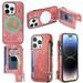 Cover for iPhone 13 Pro Max Multi-function Wallet Phone Case Shockproof Magnetic MagSafe Zipper Wallet Flip Leather Card Slots Holder Case Compatible with MagSafe pink