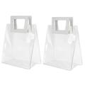 2 Pcs Christmas Clear Gift Bags With Handles PVC Party Favor Bags 7.1 X 7.9 X 3.5in Plastic Gift Wrap Tote Bags For Retail Christmas Wedding Birthday Baby Shower Party Favors