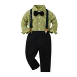 TOWED22 Baby Boy Outfits Suits Formal Clothes Sets Toddler Boys Long Sleeve T Shirt Tops Pants Child Kids (Green 2-3 Y)