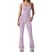 FOCUSNORM Women Flare Jumpsuit Casual Summer Spaghetti Strap Backless Romper Pants Clubwear Streetwear