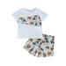 Arvbitana Baby Boys Casual Outfit Set Newborn Kids Short Sleeve Round Neck Patchwork T-shirt Tops + Elastic Sweatpants Toddler 2-Piece Outfits 0M-3T