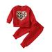 BJUTIR Cute Fashion Outfits Set For Baby Toddler Girls Clothes Autumn Winter Valentine S Day Print Cotton Long Sleeve Sweatshirt Pants Tops Tracksuit Set Clothes For 12-18 Months