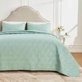 beeweed Bedspread, Bed Throw 220 x 200 cm, Mint Green, Bedspreads Made of Microfibre, Quilt Throw, Lightweight Ultrasonic Stitched with 2 Pillowcases, Diamond Pattern