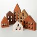 The Holiday Aisle® Block House Figure Set Of 6, Christmas Décor; Multicolored Wood in Brown | 14 H x 2.25 W x 4.75 D in | Wayfair