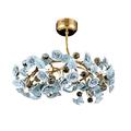 House of Hampton® Gurbachan Light Brass Crystal Round Garden of Roses Semi-flush Pendant Chandelier in Gray/White/Blue | Wayfair