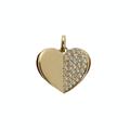 Women's Memento Half Gold Half Diamond Heart Charm Pendant Rinoor