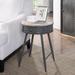 ROUND TABLE WITH Wood Fir top, gray metal base with drawer