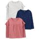 Simple Joys by Carter's Mädchen Long-Sleeve Baby und Kleinkind T-Shirt Set, Gehaucht Rosa/Grau Punkte/Marineblau Blumen, 2 Jahre (3er Pack)