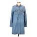 J.Crew Casual Dress - Shirtdress Collared Long sleeves: Blue Solid Dresses - Women's Size 6