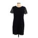 Ann Taylor Cocktail Dress - Mini Crew Neck Short sleeves: Black Print Dresses - Women's Size 8