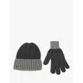 totes Chunky Knitted Hat and Gloves Set, Charcoal