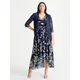 Scarlett & Jo Waterfall Leaf Print Long Sleeve Bolero Jacket Shrug, Navy