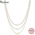 BAMOER Rose Gold Color 925 Sterling Silver Necklace Chain Lobster Clasp Simple Chain Fashion