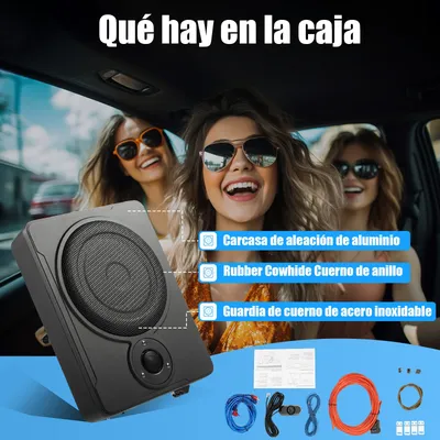 8-Zoll-Ultradünner Auto-Subwoofer, aktiv, unter dem Sitz, Auto-Aktiv-Subwoofer, Bass + schlanke Metallabdeckung, 12 V, 600 W Image