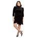 Plus Size Women's Velvet Mini Dress with Wrap Skirt by ELOQUII in Totally Black (Size 24)