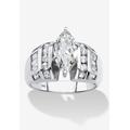 Women's 3.17 Cttw. Platinum-Plated Sterling Silver Marquise-Cut Cubic Zirconia Engagement Ring by PalmBeach Jewelry in Silver (Size 8)