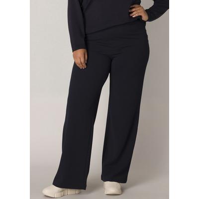 Treggings BASE LEVEL CURVY "Arah", Damen, Gr. 54 (56), Länge 32, blau (dunkelblau), Web, Obermaterial: 97% Polyester, 3% Elasthan, unifarben, casual, loose fit extralang, Hosen, mit elastischem Bund Image