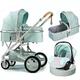 Adjustable High Landscape Toddler Stroller, Stroller Adjustable Direction, Luxury Frame 2 in 1 Carriage with 5-Point Seat Belt,Green