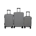 Flex 3pc Hard Shell Suitcase Set - Lightweight Suitcase Set - ABS 3 Piece Luggage Set Includes Cabin & Hold Luggage - Premium Aluminium Trolley - 4 Wheel Suitcase Sets Built in Lock (Full Set, Grey)
