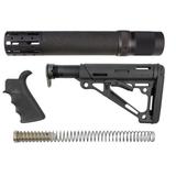 Hogue AR15/M16 Kit Finger Groove Beavertail Grip Rifle Length Forend w/ Accessories and OverMold Collapsible Buttstock w/ Mil-Spec Buffer Tube and