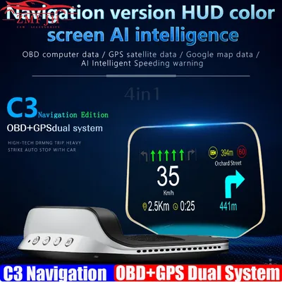 Projecteur de navigation automatique OBD HUD C3 Plus OBD2 GPS EOBD compteur de vitesse affichage
