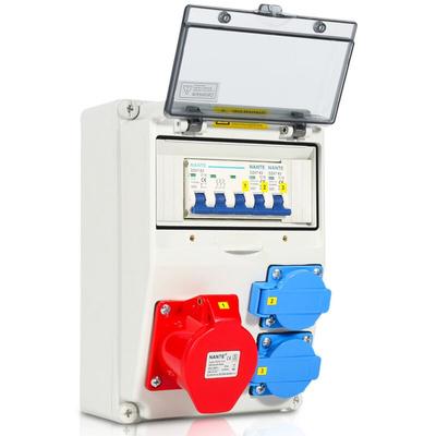 Swanew Stromverteiler Wandverteiler mit Leitungsschutzschalter,5 Polig Baustromverteiler mit Image