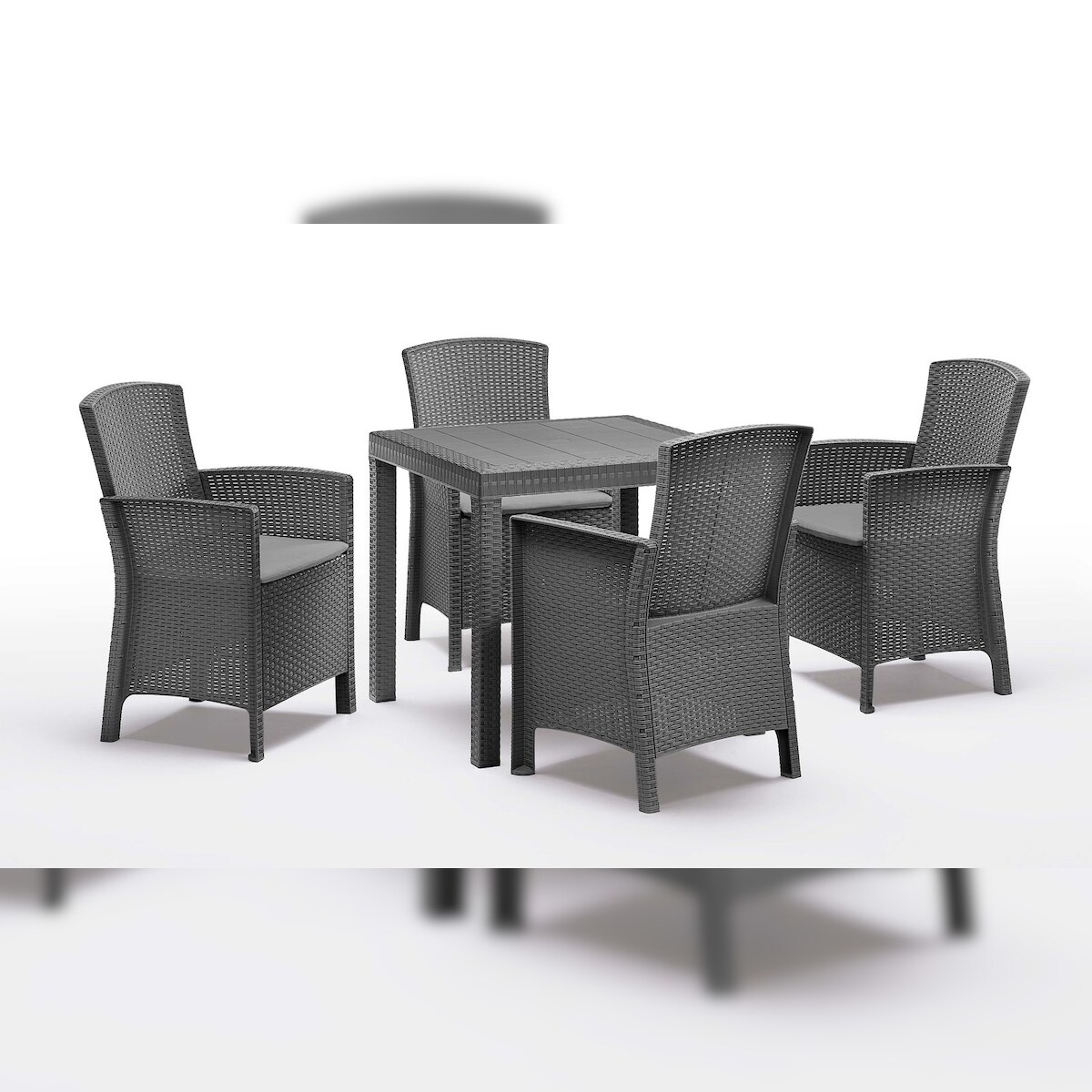 BICA Diningset 5 tlg. Lido, 4 Sessel inkl Sitzkissen und Tisch Dallas, Graphite - wetterfest Image