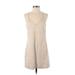 Lavender Brown Casual Dress - Shift: Ivory Marled Dresses - Women's Size Small