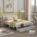 White Full Size Platform Bed with Under-bed Drawers, Made of Pine Wood and High- Quality MDF, Two Extra Legs are Available