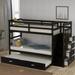 Espresso Solid Wood Twin Over Twin Bunk Bed with Trundle and Multifunction Staircase, 4 Storage Drawers, Maximized Space