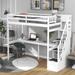 White Pine Wood Twin Loft Bed with Built-in Desk, Storage Staircase, Space Saving Design for Small Rooms or Apartments