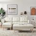 Beige Beige Linen Blend Sectional Sofa Bed , L-shape Sofa Chaise Lounge with Ottoman Bench, Reversible Chaise