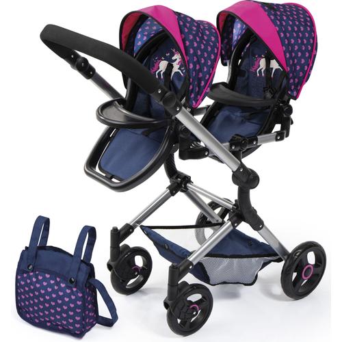 „Zwillingspuppenwagen BAYER „“Twin Neo, blau/pink““ Puppenwagen blau (blau, pink) Kinder Puppenzubehör“